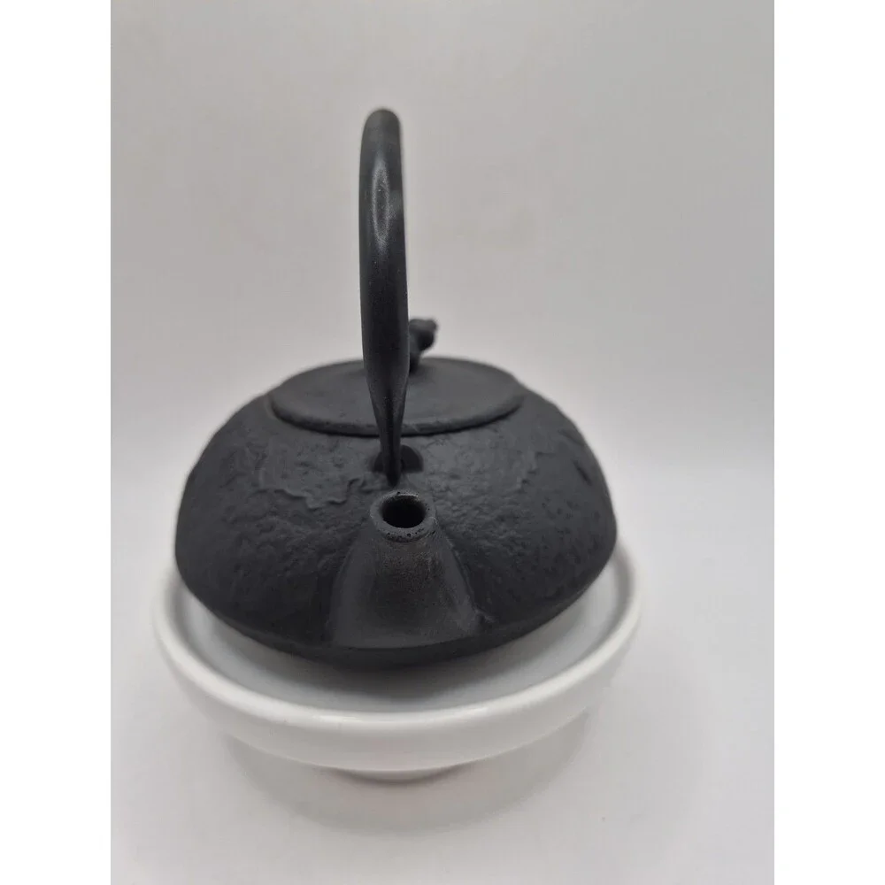 Vintage Cast Iron Japanese Tetsubin Tea Kettle Cherry Blossom Black
